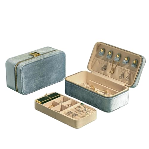 MAYINGLON Makeup Organizer Tragbare Reise-Boxen Für Ringe Ohrringe Halsketten Personalisiertes Geschenk Kostenloses Individuelles Layer-Design, Samt-Schmuckschatulle(19 * 10 * 8cm) von MAYINGLON