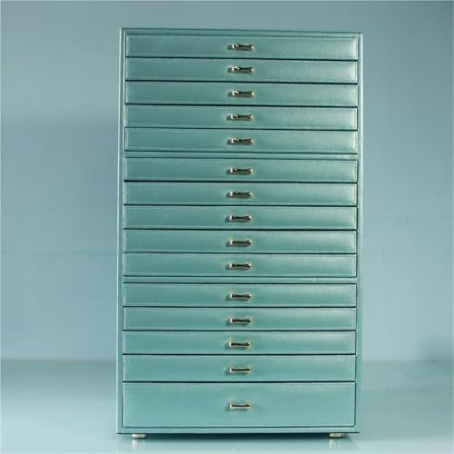 Makeup Organizer Für Halskette, Ohrring, Ring, Uhr, Supergroßer Morden-Schmuck-Organizer Mit 15 Schubladen, Riesiger Platz Für Schmuckschatulle（32 * 28 * 53cm）(Blue) von MAYINGLON