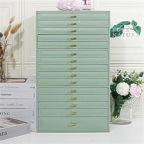 Makeup Organizer Für Halskette, Ohrring, Ring, Uhr, Supergroßer Morden-Schmuck-Organizer Mit 15 Schubladen, Riesiger Platz Für Schmuckschatulle（32 * 28 * 53cm）(Green) von MAYINGLON