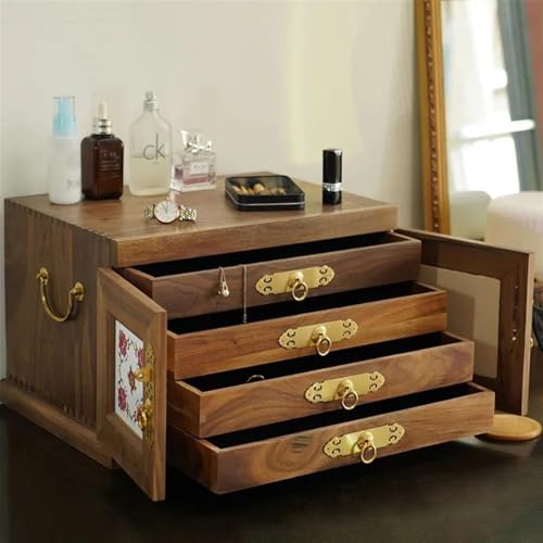 Makeup Organizer Funktionelle Schmuck-Aufbewahrungsbox, Schubladen-Stil, Organizer Luxuriöse Vitrine, Geschenke Große Hölzerne Schmuckschatulle Mit Schloss, Multi Makeup Organizer Funktionelle Schmuck-Aufbewahrungsbox, Schubladen-Stil, Organizer Luxuriöse Vitrine, Geschenke Große Hölzerne Schmuckschatulle Mit Schloss, Multi von MAYINGLON