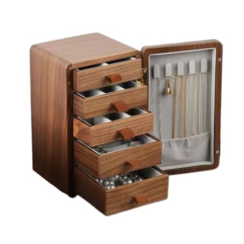Makeup Organizer Organizer-Aufbewahrungsstil, Kiefernholz, Große Box, Hohe Kapazität, Massivholz, Halskette, Ohrringe, Schublade, Schmuckschatulle（22 * 12 * 14cm） von MAYINGLON