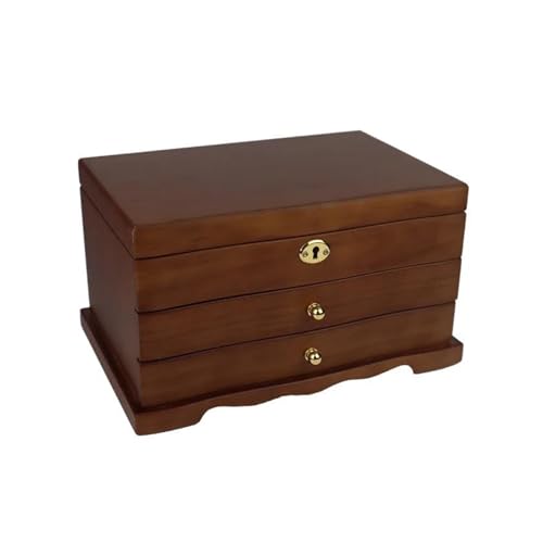 Makeup Organizer Organizer Für Mädchen Mit Schloss Spiegel Ornament Geschenkideen Große Holz-Schmuckschatulle Aufbewahrungsbox Vintage Exquisite(29 * 20 * 16cm) von MAYINGLON