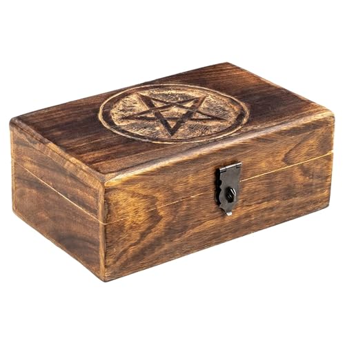 Makeup Organizer Pentagramm Eiche Holzkiste Holz Aufbewahrungsbox Spielzeug Holzkohle Vintage Schmuckschatulle Mit Schloss Kristall Aufbewahrungsbox(20 * 13 * 8cm) von MAYINGLON