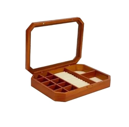 Makeup Organizer Schmuck-Aufbewahrungsbox Aus Massivem Holz, Schmuckschatulle Für Halskette, Ring, Ohrring, Armband, Walnuss, Schreibwaren（30 * 23 * 6cm) von MAYINGLON