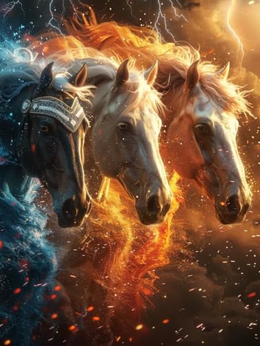 5D Diamond Painting Erwachsene Horse Diamant Painting Bilder, DIY Tier Mosaikherstellung Diamant Malerei Set, Vollbohrer Diamanten Malerei Kreuzstich Set als Deko Wohnzimmer Geschenke 30x40cm 1-1152 von MAYINGOU