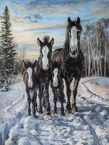 5D Diamond Painting Erwachsene Horse Diamant Painting Bilder, DIY Tier Mosaikherstellung Diamant Malerei Set, Vollbohrer Diamanten Malerei Kreuzstich Set als Deko Wohnzimmer Geschenke 90x120cm F-9961 von MAYINGOU