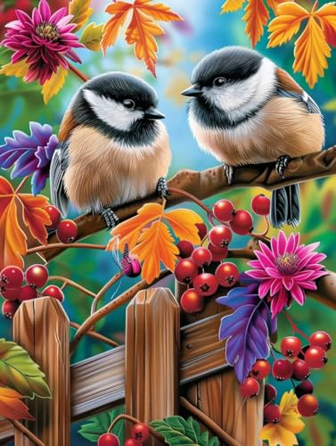 5D Diamond Painting Erwachsene Vogel Diamant Painting Bilder, DIY Blume Mosaikherstellung Diamant Malerei Set, Vollbohrer Diamanten Malerei Kreuzstich Set als Deko Wohnzimmer Geschenke 30x40cm V-2068 von MAYINGOU