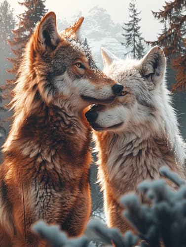 5D Diamond Painting Erwachsene Wolf Diamant Painting Bilder, DIY Tier Mosaikherstellung Diamant Malerei Set, Vollbohrer Diamanten Malerei Kreuzstich Set als Deko Wohnzimmer Geschenke 90x120cm M-4701 von MAYINGOU