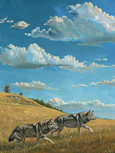 5D Diamond Painting Erwachsene Wolf Diamant Painting Bilder, DIY Wolke Mosaikherstellung Diamant Malerei Set, Vollbohrer Diamanten Malerei Kreuzstich Set als Deko Wohnzimmer Geschenke 30x40cm Y-9004 von MAYINGOU