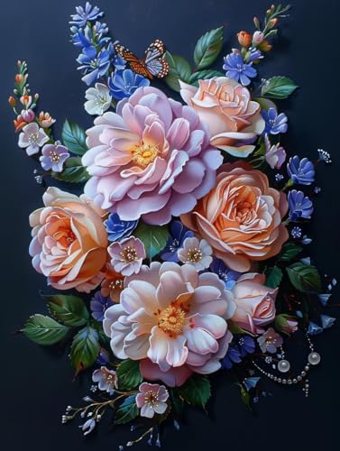 Blume Malen Nach Zahlen Erwachsene, Pflanzen Malen Nach Zahlen, DIY Handgemalt Ölgemälde Kit mit Pinseln Acrylfarbe, Paint by Numbers Adult Bastelset Erwachsene, Geschenke für Frauen 90x120 cm 0-7639 von MAYINGOU