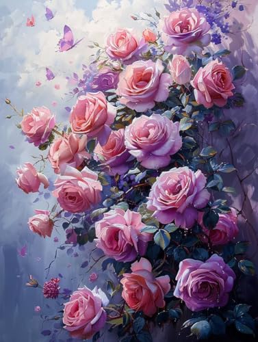 Blume Malen Nach Zahlen Erwachsene, Schmetterling Malen Nach Zahlen, DIY Handgemalt Ölgemälde Kit mit Pinseln Acrylfarbe, Paint by Numbers Adult Bastelset Erwachsene, Geschenke 100x135 cm R-4258 von MAYINGOU