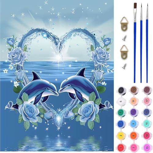Delphin Malen Nach Zahlen Erwachsene, Blume Malen Nach Zahlen, DIY Handgemalt Ölgemälde Kit mit Pinseln Acrylfarbe, Paint by Numbers Adult Bastelset Erwachsene, Geschenke für Frauen 40x50 cm T-6113 Delphin Malen Nach Zahlen Erwachsene, Blume Malen Nach Zahlen, DIY Handgemalt Ölgemälde Kit mit Pinseln Acrylfarbe, Paint by Numbers Adult Bastelset Erwachsene, Geschenke für Frauen 40x50 cm T-6113 von MAYINGOU