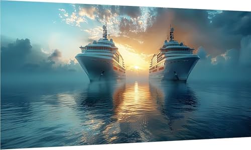 Diamond Painting Boot, 5D Diamond Painting Erwachsene Groß XXL Sonnenuntergang, DIY Full Drill Stickerei Cross Stickerei Set, Diamant Malerei Bastelset Erwachsene, für Deko Wohnzimmer 50x100cm F-4923 von MAYINGOU
