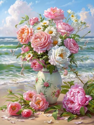 Diamond Painting Erwachsene Blume, DIY Diamond Painting Strand Bastelset, Full Drill Diamant Malerei Set, Diamant Kunst Malerei Stickerei Set, Wanddeko und Zimmer Deko, Geschenke, 60X80cm 6-7405 von MAYINGOU