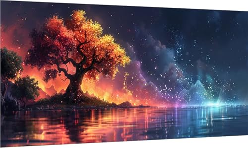 Diamond Painting Erwachsene Groß XXL Baum, Diamant Painting Bilder Rivers, 5D DIY Stickerei Cross Stickerei Bastelset Erwachsene, Full Drill Diamant Malerei für Deko Wohnzimmer 100x200cm 8-9905 von MAYINGOU