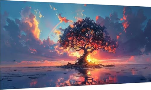 Diamond Painting Erwachsene Groß XXL Baum, Diamant Painting Bilder Sonnenuntergang, 5D DIY Stickerei Cross Stickerei Bastelset Erwachsene, Full Drill Diamant Malerei für Deko Wohnzimmer 40x85cm 9-1637 von MAYINGOU