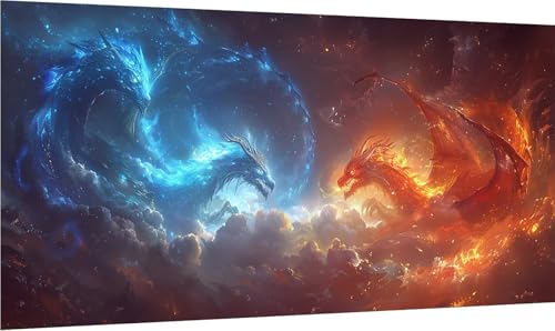 Diamond Painting Erwachsene Groß XXL Drachen, Diamant Painting Bilder Flamme, 5D DIY Stickerei Cross Stickerei Bastelset Erwachsene, Full Drill Diamant Malerei für Deko Wohnzimmer 45x90cm N-6888 von MAYINGOU