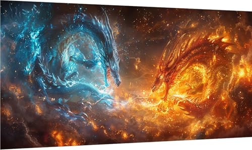 Diamond Painting Erwachsene Groß XXL Drachen, Diamant Painting Bilder Flamme, 5D DIY Stickerei Cross Stickerei Bastelset Erwachsene, Full Drill Diamant Malerei für Deko Wohnzimmer 60x120cm S-2964 von MAYINGOU