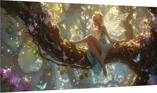 Diamond Painting Erwachsene Groß XXL Elfe, Diamant Painting Bilder Baum, 5D DIY Stickerei Cross Stickerei Bastelset Erwachsene, Full Drill Diamant Malerei für Deko Wohnzimmer 100x200cm 4-3614 von MAYINGOU