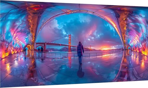 Diamond Painting Erwachsene Groß XXL Landschaft, Diamant Painting Bilder Golden Gate Bridge, 5D DIY Stickerei Cross Stickerei Bastelset Erwachsene, Diamant Malerei für Deko Wohnzimmer 60x120cm V-3399 von MAYINGOU