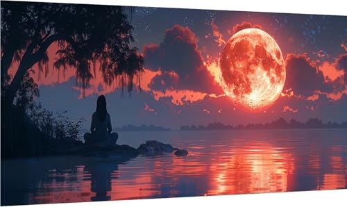 Diamond Painting Erwachsene Groß XXL Mond, Diamant Painting Bilder Frau, 5D DIY Stickerei Cross Stickerei Bastelset Erwachsene, Full Drill Diamant Malerei für Deko Wohnzimmer 100x200cm 8-8987 von MAYINGOU