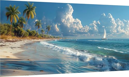 Diamond Painting Erwachsene Groß XXL Ozean, Diamant Painting Bilder Strand, 5D DIY Stickerei Cross Stickerei Bastelset Erwachsene, Full Drill Diamant Malerei für Deko Wohnzimmer 45x90cm 9-7665 von MAYINGOU