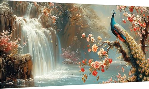 Diamond Painting Erwachsene Groß XXL Pfau, Diamant Painting Bilder Blume, 5D DIY Stickerei Cross Stickerei Bastelset Erwachsene, Full Drill Diamant Malerei für Deko Wohnzimmer 100x200cm 8-5506 von MAYINGOU