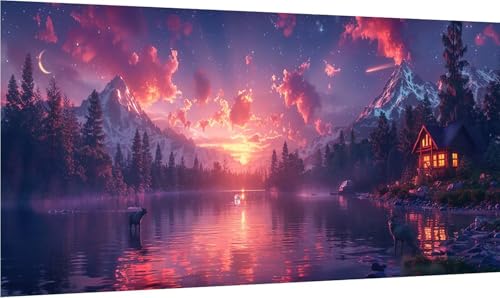 Diamond Painting Erwachsene Groß XXL Sonnenuntergang, Diamant Painting Bilder Berg, 5D DIY Stickerei Cross Stickerei Bastelset Erwachsene, Full Drill Diamant Malerei für Deko Wohnzimmer 45x90cm V-9457 von MAYINGOU