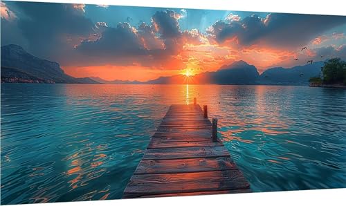 Diamond Painting Erwachsene Groß XXL Sonnenuntergang, Diamant Painting Bilder Landschaft, 5D DIY Stickerei Cross Stickerei Bastelset Erwachsene, Diamant Malerei für Deko Wohnzimmer 45x90cm L-2621 von MAYINGOU