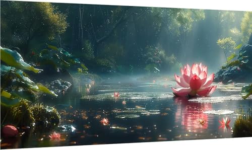 Diamond Painting Erwachsene Groß XXL Teich, Diamant Painting Bilder Blume, 5D DIY Stickerei Cross Stickerei Bastelset Erwachsene, Full Drill Diamant Malerei für Deko Wohnzimmer 40x85cm J-8055 von MAYINGOU