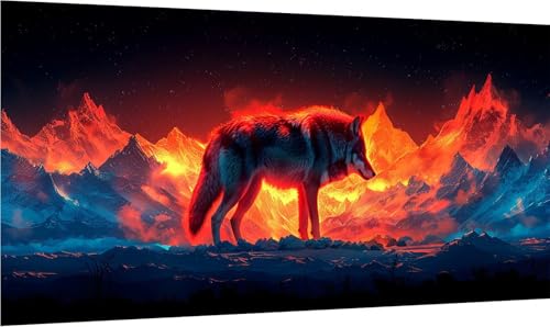 Diamond Painting Erwachsene Groß XXL Wolf, Diamant Painting Bilder Berg, 5D DIY Stickerei Cross Stickerei Bastelset Erwachsene, Full Drill Diamant Malerei für Deko Wohnzimmer Geschenke 40x80cm F-3887 von MAYINGOU