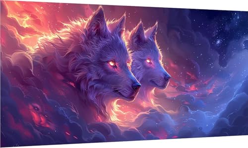 Diamond Painting Erwachsene Groß XXL Wolf, Diamant Painting Bilder Sternenhimmel, 5D DIY Stickerei Cross Stickerei Bastelset Erwachsene, Full Drill Diamant Malerei für Deko Wohnzimmer 40x80cm W-7196 von MAYINGOU