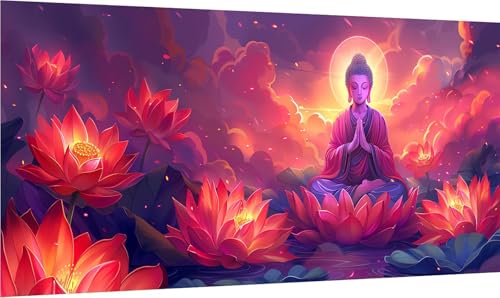 Diamond Painting Erwachsene Groß XXL Zen, Diamant Painting Bilder Lotus, 5D DIY Stickerei Cross Stickerei Bastelset Erwachsene, Full Drill Diamant Malerei für Deko Wohnzimmer 100x200cm 0-4963 von MAYINGOU