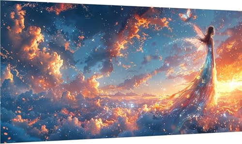 Diamond Painting Frau, 5D Diamond Painting Erwachsene Groß XXL Sonnenuntergang, DIY Full Drill Stickerei Cross Stickerei Set, Diamant Malerei Bastelset Erwachsene, für Deko Wohnzimmer 100x200cm B-5723 von MAYINGOU