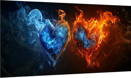 Diamond Painting Herz, 5D Diamond Painting Erwachsene Groß XXL Flamme, DIY Stickerei Cross Stickerei Set, Diamant Malerei Bastelset Erwachsene, Mosaikherstellung, für Deko Wohnzimmer 50x100cm 6-9848 von MAYINGOU