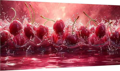 Diamond Painting Kirsche, 5D Diamond Painting Erwachsene Groß XXL Obst, DIY Stickerei Cross Stickerei Set, Diamant Malerei Bastelset Erwachsene, Mosaikherstellung, für Deko Wohnzimmer 45x90cm Z-8124 von MAYINGOU