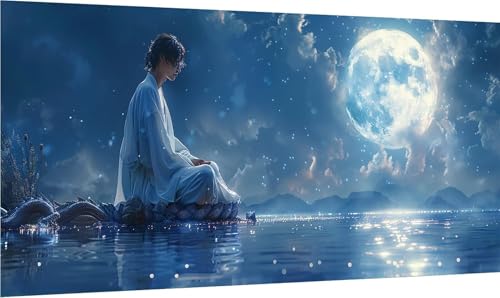 Diamond Painting Mond, 5D Diamond Painting Erwachsene Groß XXL Mann, DIY Stickerei Cross Stickerei Set, Diamant Malerei Bastelset Erwachsene, Mosaikherstellung, für Deko Wohnzimmer 70x140cm V-5451 von MAYINGOU
