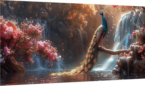 Diamond Painting Pfau, 5D Diamond Painting Erwachsene Groß XXL Blume, DIY Stickerei Cross Stickerei Set, Diamant Malerei Bastelset Erwachsene, Mosaikherstellung, für Deko Wohnzimmer 80x160cm 6-9291 von MAYINGOU