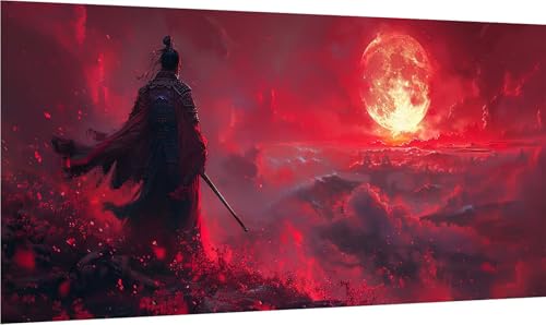 Diamond Painting Samurai, 5D Diamond Painting Erwachsene Groß XXL Sonne, DIY Stickerei Cross Stickerei Set, Diamant Malerei Bastelset Erwachsene, Mosaikherstellung, für Deko Wohnzimmer 60x120cm K-1763 von MAYINGOU