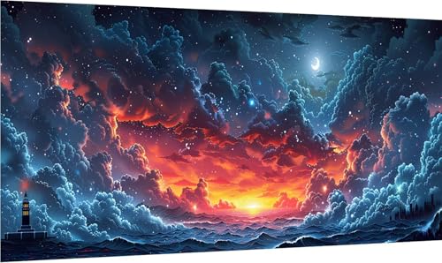 Diamond Painting Sonnenuntergang, 5D Diamond Painting Erwachsene Groß XXL Landschaft, DIY Stickerei Cross Stickerei Set, Diamant Malerei Bastelset Erwachsene, für Deko Wohnzimmer 40x80cm E-4770 von MAYINGOU