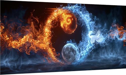 Diamond Painting Tai Chi, 5D Diamond Painting Erwachsene Groß XXL Flamme, DIY Stickerei Cross Stickerei Set, Diamant Malerei Bastelset Erwachsene, Mosaikherstellung, für Deko Wohnzimmer 40x80cm Q-2885 von MAYINGOU