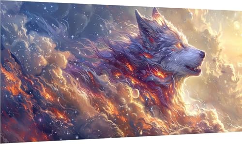 Diamond Painting Wolf, 5D Diamond Painting Erwachsene Groß XXL Tier, DIY Stickerei Cross Stickerei Set, Diamant Malerei Bastelset Erwachsene, Mosaikherstellung, für Deko Wohnzimmer 80x160cm 1-5875 von MAYINGOU