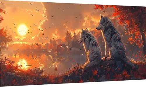 Diamond Painting Wolf, 5D Diamond Painting Erwachsene Groß XXL Vogel, DIY Stickerei Cross Stickerei Set, Diamant Malerei Bastelset Erwachsene, Mosaikherstellung, für Deko Wohnzimmer 100x200cm 2-2692 von MAYINGOU