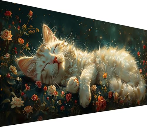 Diamond Painting XXL 100x200cm, Diamond Painting Erwachsene Katze, DIY Basteln Erwachsene Blume, Full Diamant Kunst Malerei Stickerei Set, Painting für Deko Wohnzimmer und Wanddeko Geschenke B-7377 von MAYINGOU
