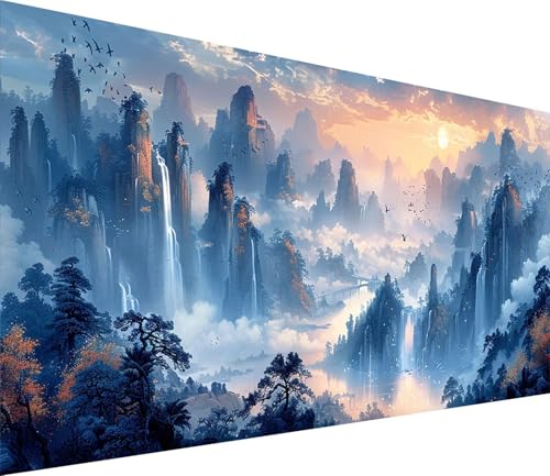 Diamond Painting XXL 100x300cm, Diamond Painting Erwachsene Berg, DIY Basteln Erwachsene Vogel, Full Diamant Kunst Malerei Stickerei Set, Painting für Deko Wohnzimmer und Wanddeko Geschenke H-9522 von MAYINGOU
