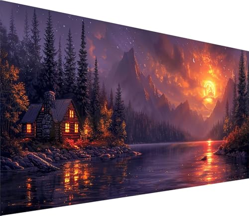 Diamond Painting XXL 100x300cm, Diamond Painting Erwachsene Sonnenuntergang, DIY Basteln Erwachsene Rivers, Full Diamant Kunst Malerei Stickerei Set, Deko Wohnzimmer und Wanddeko Geschenke 2-5538 von MAYINGOU