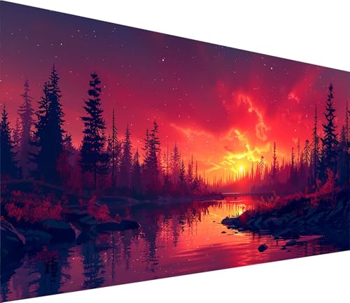 Diamond Painting XXL 100x300cm, Diamond Painting Erwachsene Sonnenuntergang, DIY Basteln Erwachsene Rivers, Full Diamant Kunst Malerei Stickerei Set, Deko Wohnzimmer und Wanddeko Geschenke 2-6504 von MAYINGOU