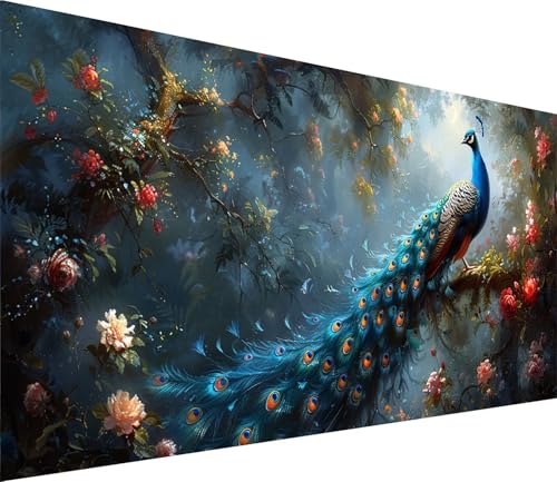 Diamond Painting XXL 30x60cm, Diamond Painting Erwachsene Pfau, DIY Basteln Erwachsene Blume, Full Diamant Kunst Malerei Stickerei Set, Painting für Deko Wohnzimmer und Wanddeko Geschenke O-4852 von MAYINGOU