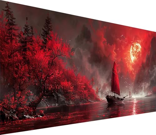 Diamond Painting XXL 30x60cm, Diamond Painting Erwachsene Segelboot, DIY Basteln Erwachsene Wald, Full Diamant Kunst Malerei Stickerei Set, Deko Wohnzimmer und Wanddeko, Geschenke für Frauen N-8522 von MAYINGOU