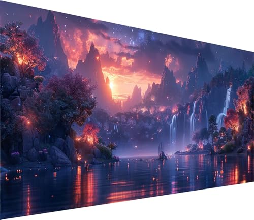 Diamond Painting XXL 40x80cm, Diamond Painting Erwachsene Berg, DIY Basteln Erwachsene Rivers, Full Diamant Kunst Malerei Stickerei Set, Painting für Deko Wohnzimmer und Wanddeko Geschenke B-8996 von MAYINGOU